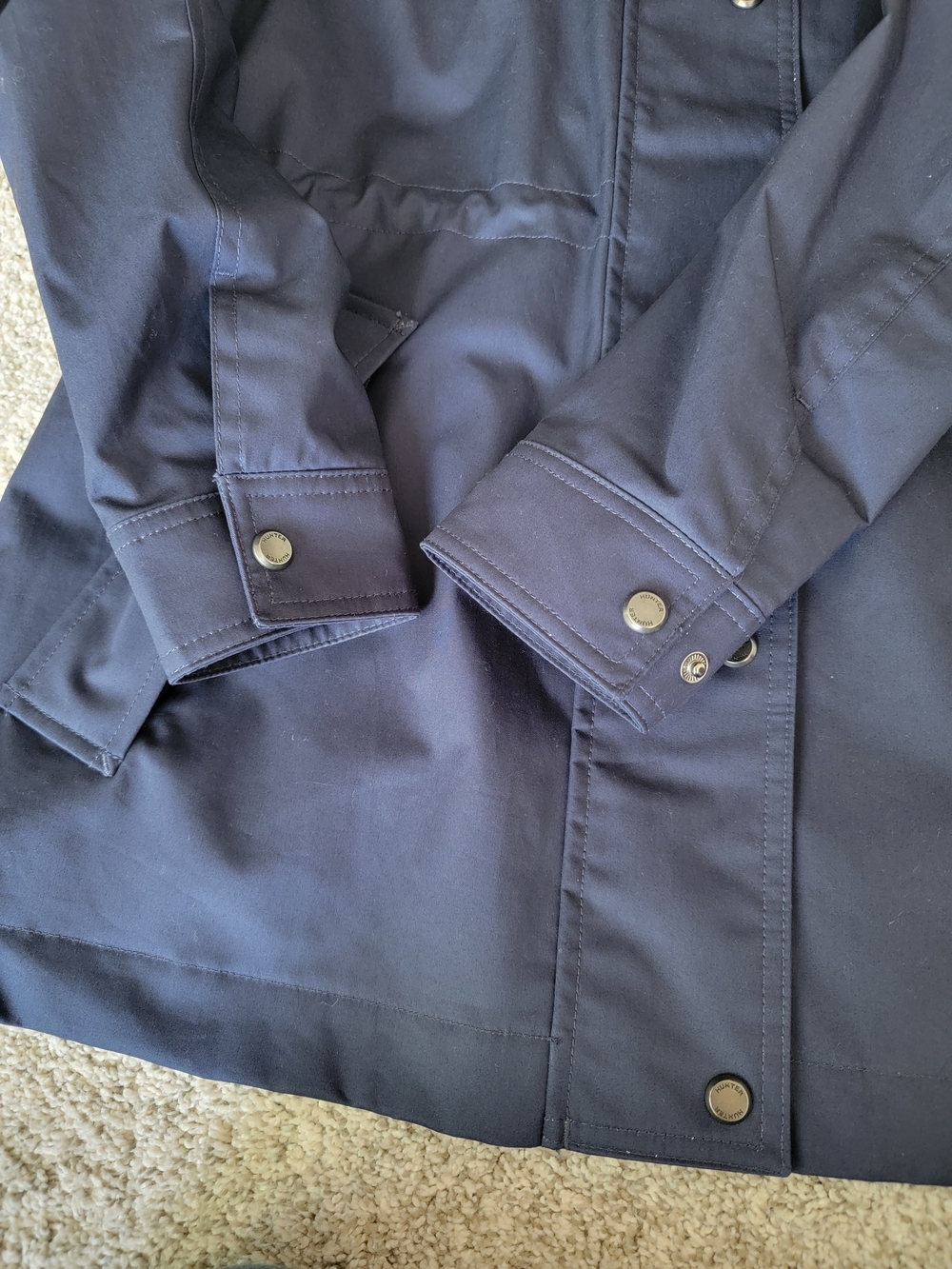 Hunter Cinched Waist Navy Hooded Rain Jacket Small - Picture 7 of 12